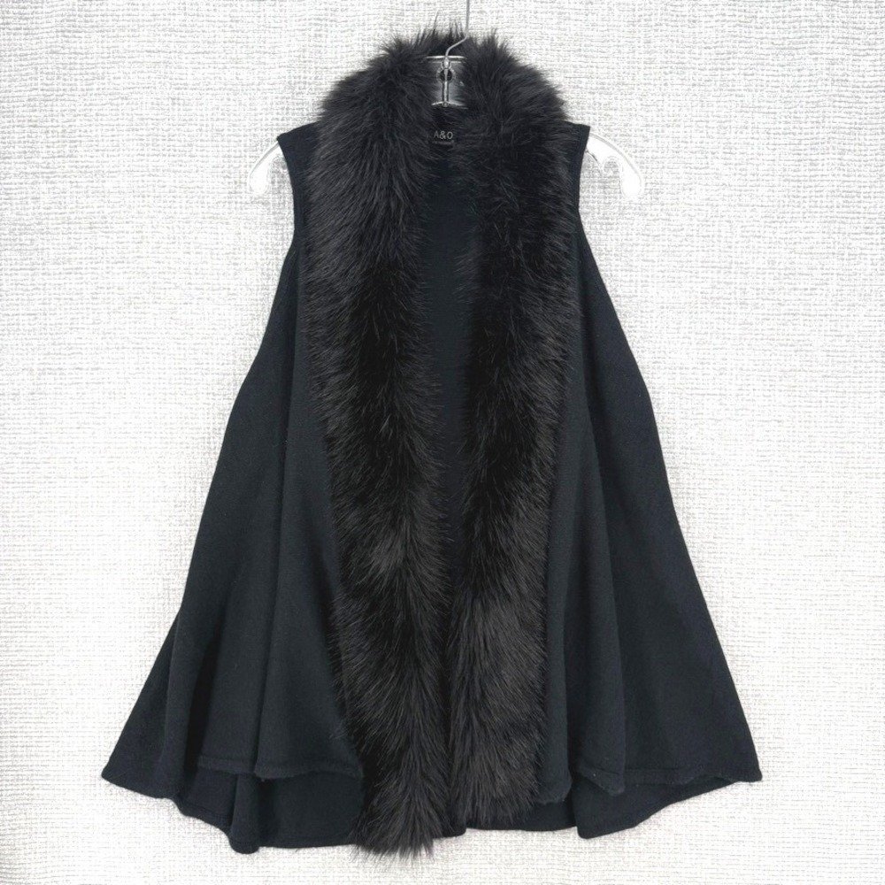 A&O International Bratz Faux Fur Trim Vest Women OS Black Flowy Goth Boho